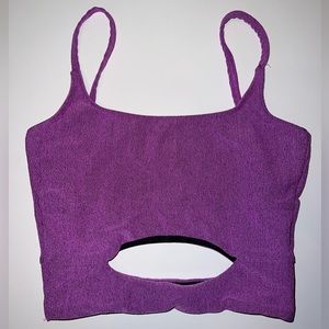 Spaghetti strap crop with small cutout. Size small. From Five Dancewear.